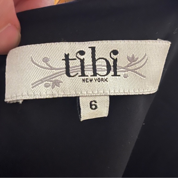 Tibi Women's Short Sleeve Black And Blue Lined Dress 100% Silk Size 6 - Picture 2 of 6
